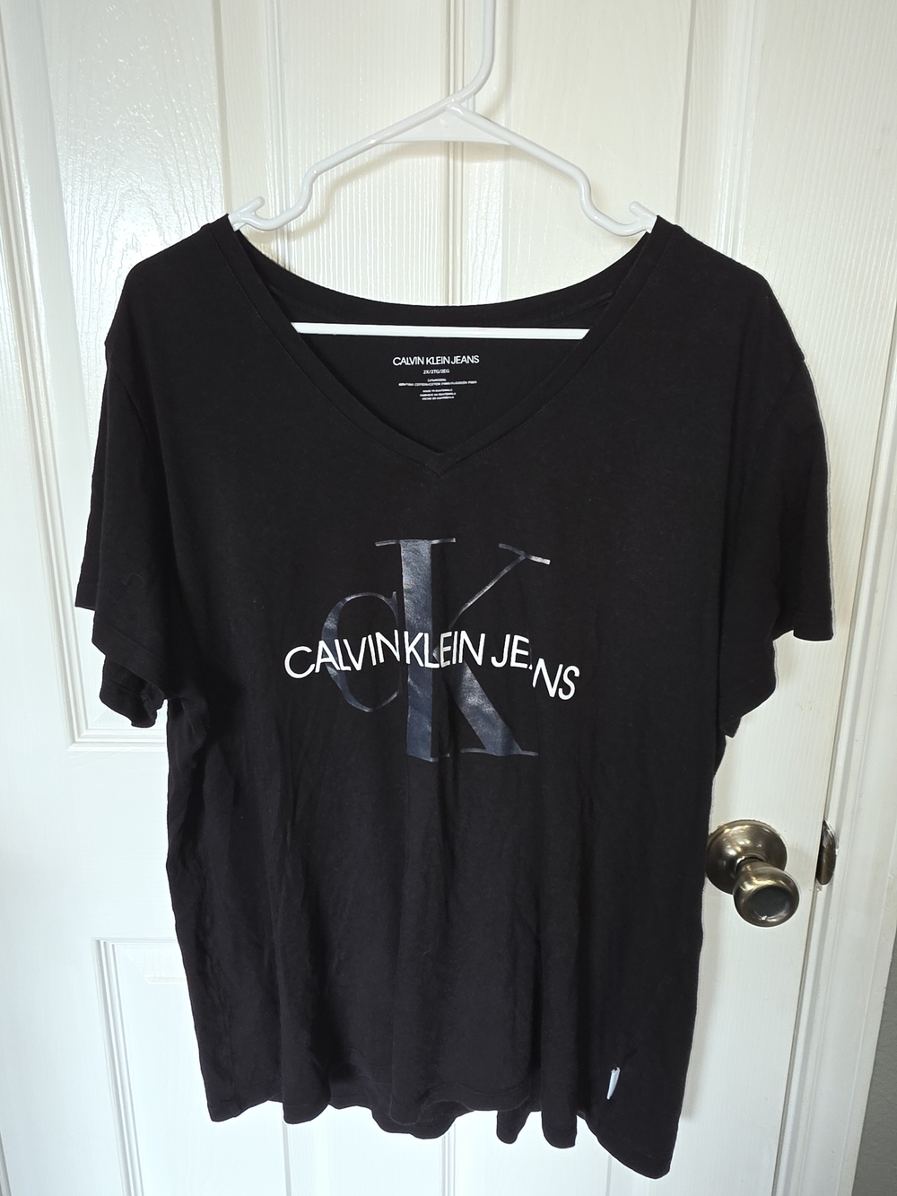 Calvin Klein Jeans Black V-Neck CK Logo Tee